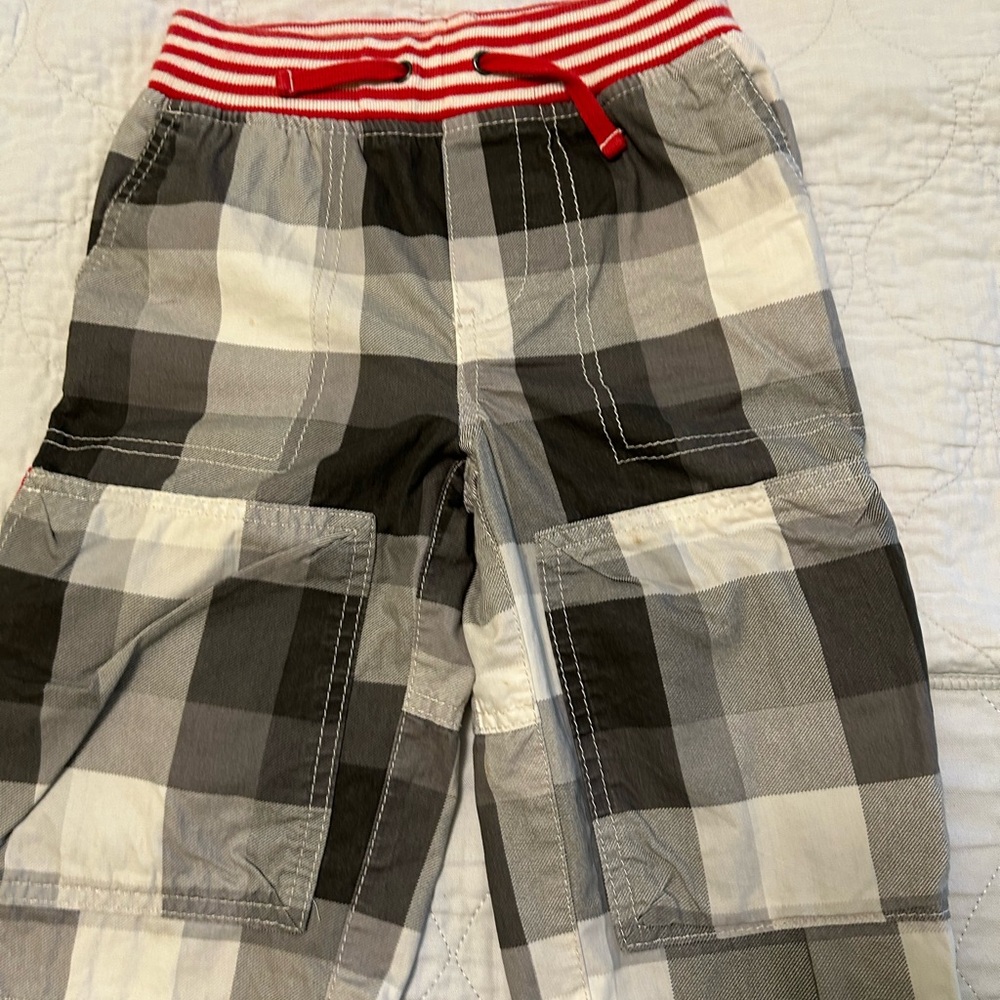Mini Boden Striped Red Waistband Shorts